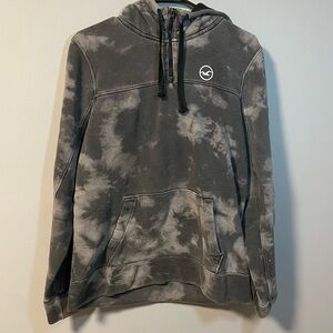 Hollister Gray Tie-Dye Hoodie Acid Wash Men’s Medium 1/4 Zip Sweatshirt Y2K Cali